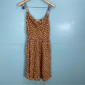 L’agence Cowl‎ Neck Midi Dress Polka Dot Tan & White Sz XS
